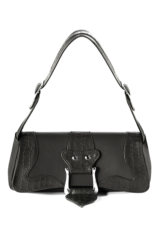 Dark grey women's dress handbag, matching pumps and belts. Top view - Florence KOOIJMAN